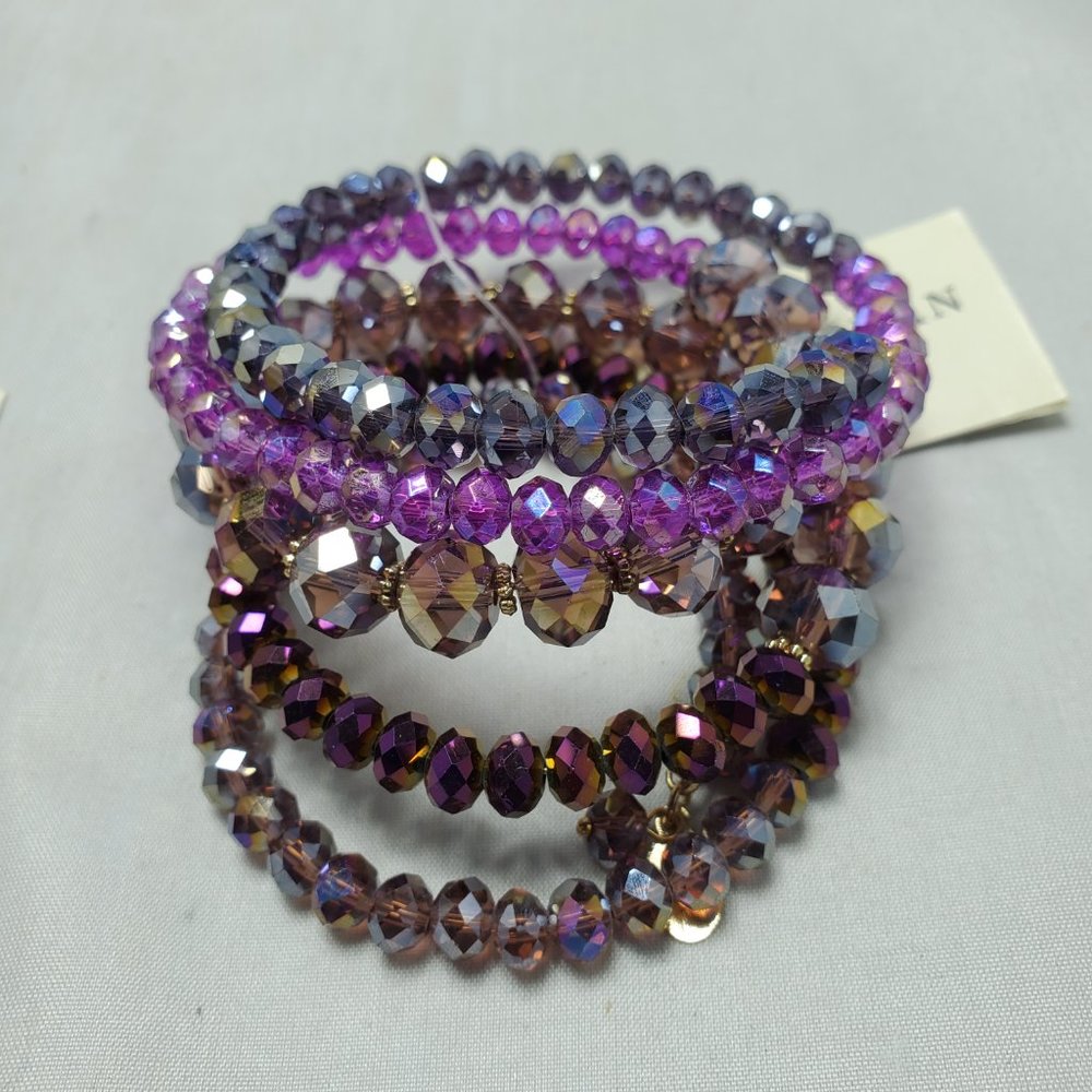 2 for $30 Ali Khan crystal 5 row gold tone and silver tone wrap coil bracelet - Picture 8 of 10